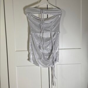 Silver Strapless Mini Dress